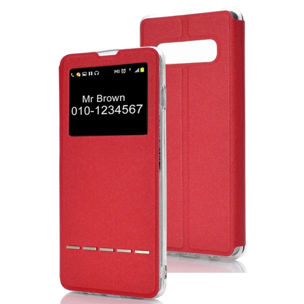 Wewoo - Housse Étui Coque Etui à rabat horizontal en cuir pour Galaxy S10 +avec support et identification de l'afficheur rouge - Coque, étui smartphone