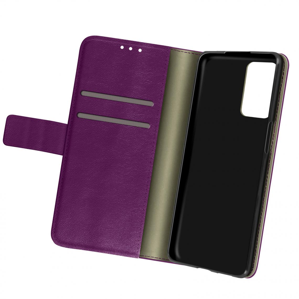 Avizar - Housse Oppo A74 5G et A54 5G Aspect Grainé Portefeuille Stand Vidéo Violet - Coque, étui smartphone