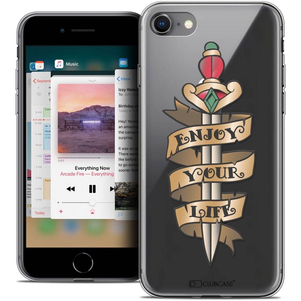 Caseink - Coque Housse Etui Apple iPhone 8 (4.7 ) [Crystal Gel HD Collection Tatoo Lover Design Enjoy Life - Souple - Ultra Fin - Imprimé en France] - Coque, étui smartphone