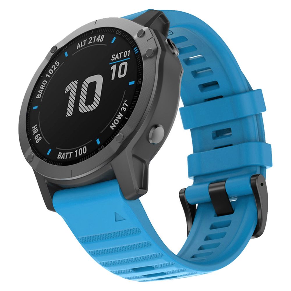 Generic - Bracelet de montre en silicone pour Garmin Fenix6X / Fenix5X / FeniX3 HR / D2 / Descent MK1 Bleu Clair - Accessoires bracelet connecté