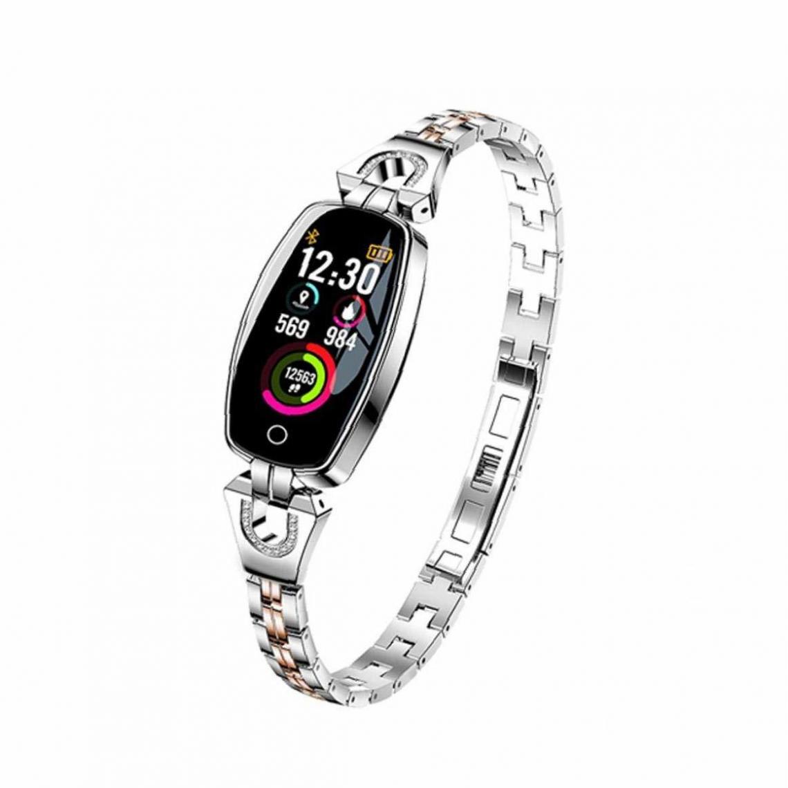 Chronotech Montres - Ladies Smart Watch H8 with Heart Rate Detection, Fitness Tracker, IP67 Waterproof (Silver) - Montre connectée