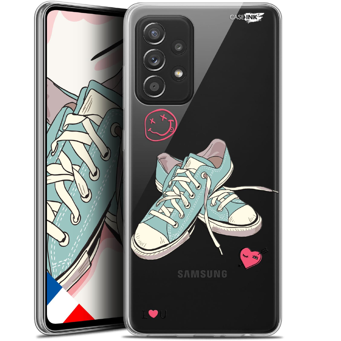 Caseink - Coque arrière Samsung Galaxy A52 5G (6.5 ) Gel HD [ Nouvelle Collection - Souple - Antichoc - Imprimé en France] Mes Sneakers d'Amour - Coque, étui smartphone