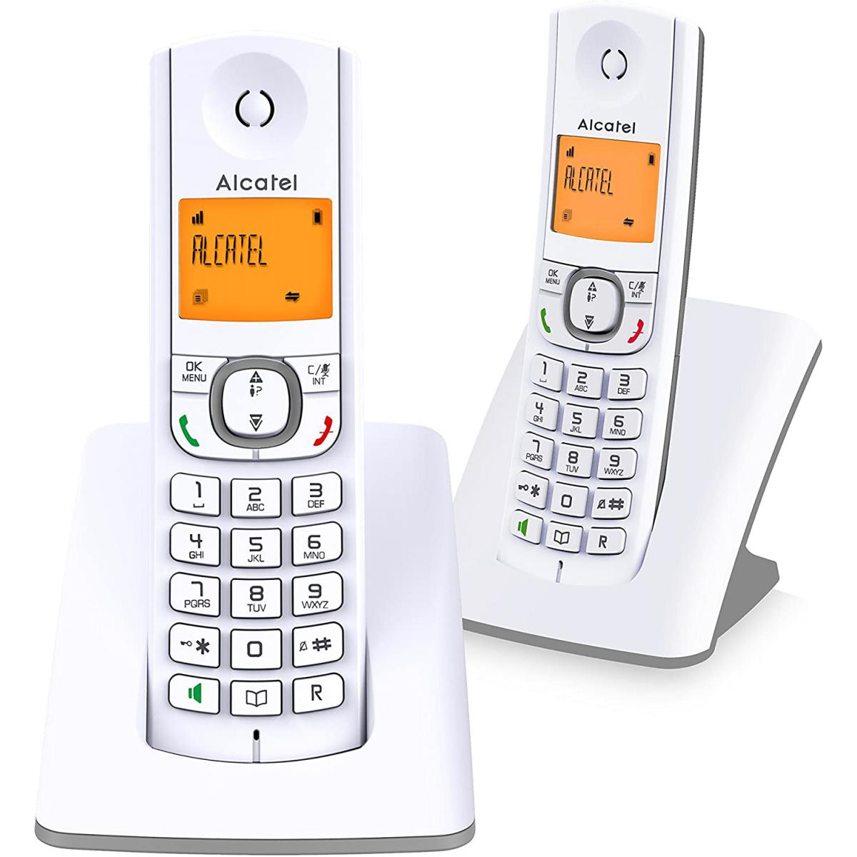 Alcatel - telephone DUO sans fil DECT avec fonction main libres et grand écran blanc gris - Téléphone fixe filaire