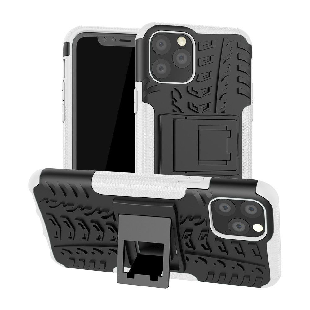 Wewoo - Coque Rigide Pour iPhone 11 Pro Texture TPU + PC Antichoc avec Support Blanc - Coque, étui smartphone