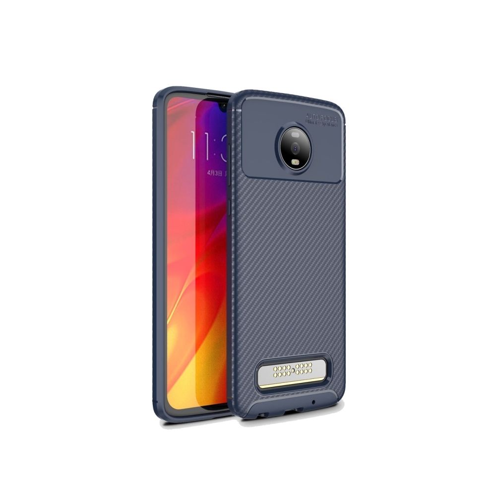 Wewoo - Coque TPF antichoc Texture en fibre de carbone pour Motorola Moto Z4 Play (Bleu) - Coque, étui smartphone