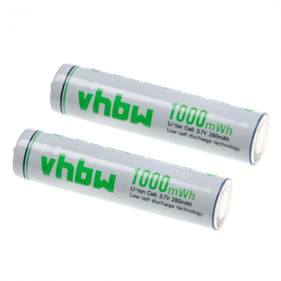 Vhbw - vhbw Piles rechargeables AAA micro, 2 pièces - Batteries rechargeables (280mAh, 3,7V, Li-ion) - Autre appareil de mesure