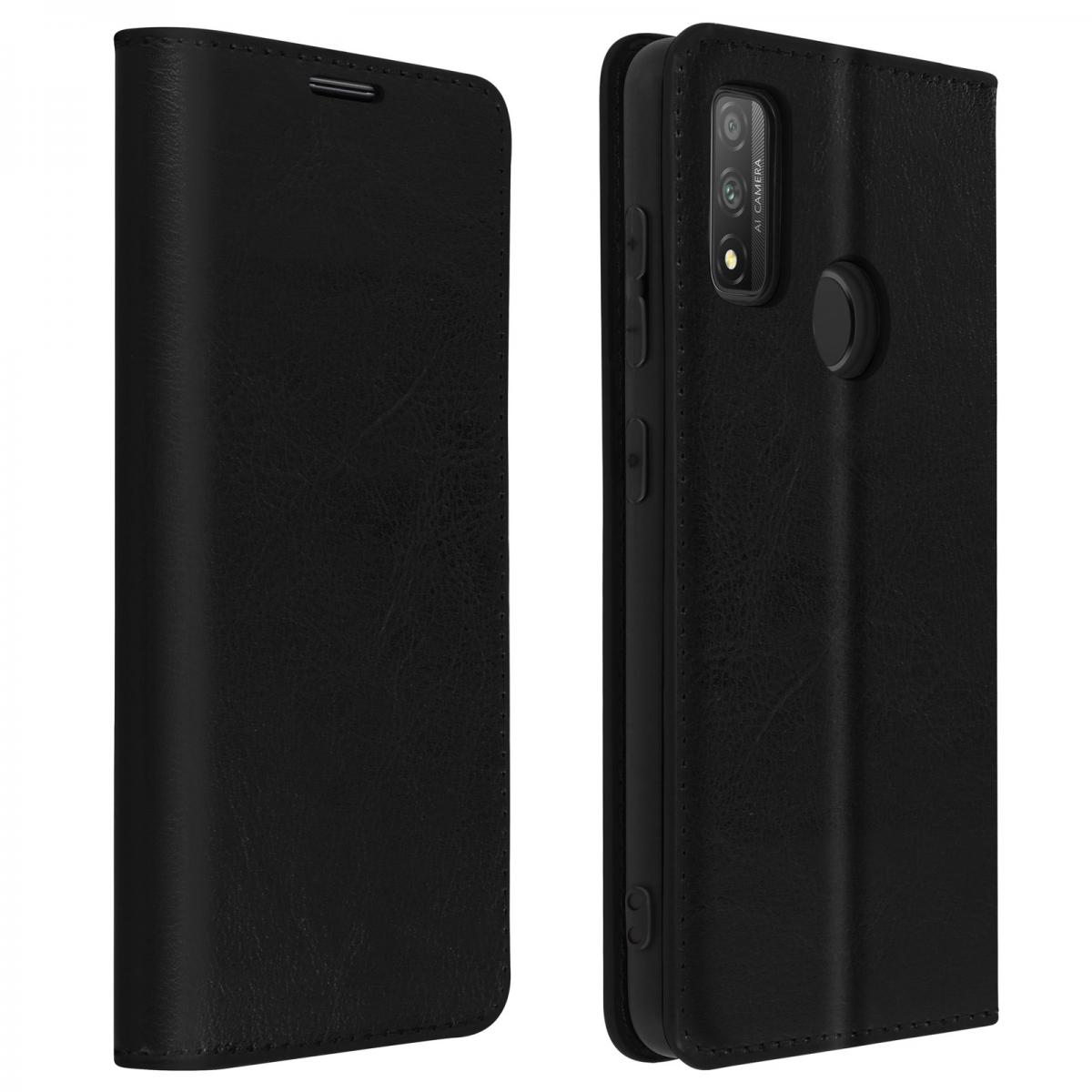 Avizar - Étui Huawei P smart 2020 Folio Cuir Véritable Porte cartes Support Vidéo - noir - Coque, étui smartphone
