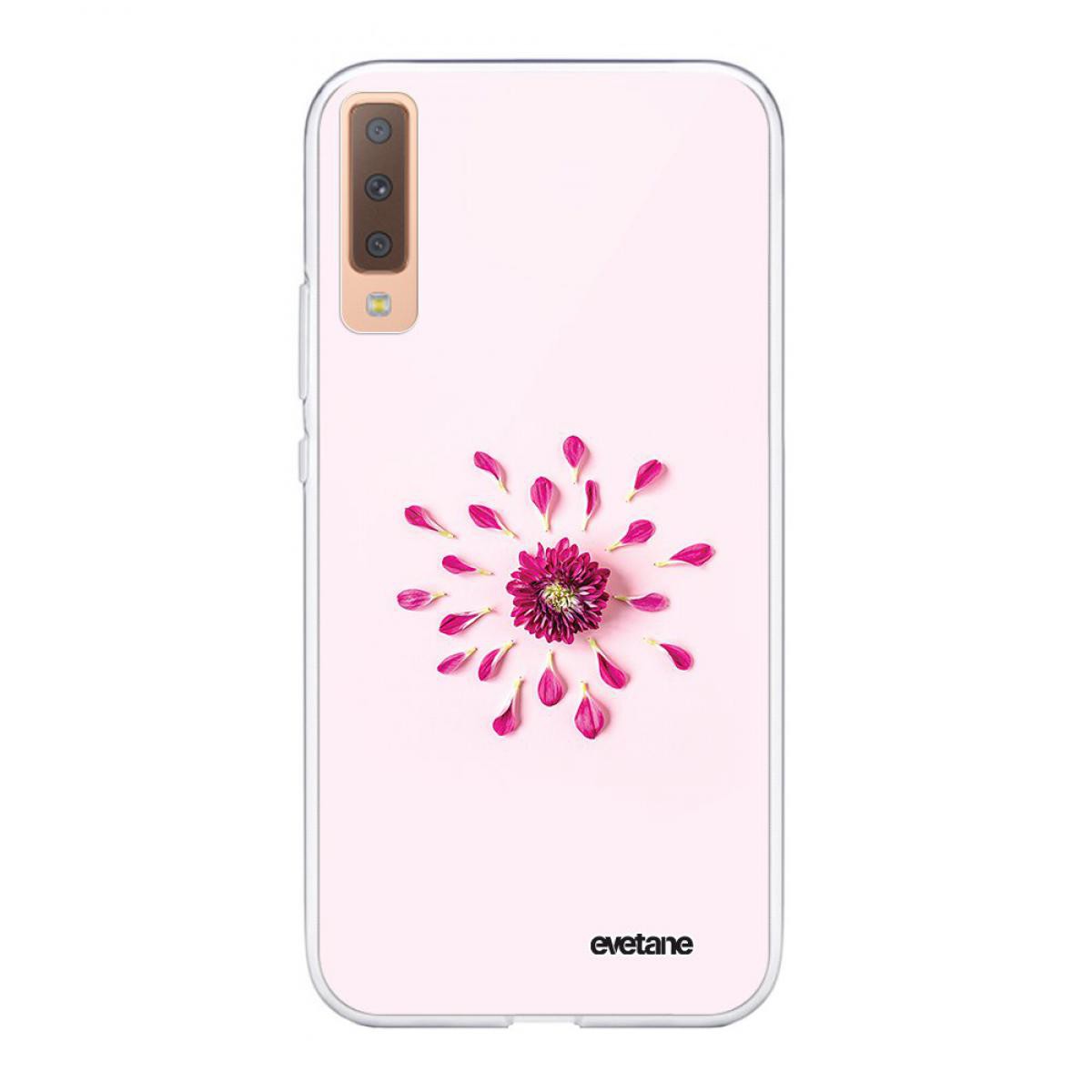 Evetane - Coque Samsung Galaxy A7 2018 souple transparente Fleur Rose Fushia Motif Ecriture Tendance Evetane. - Coque, étui smartphone