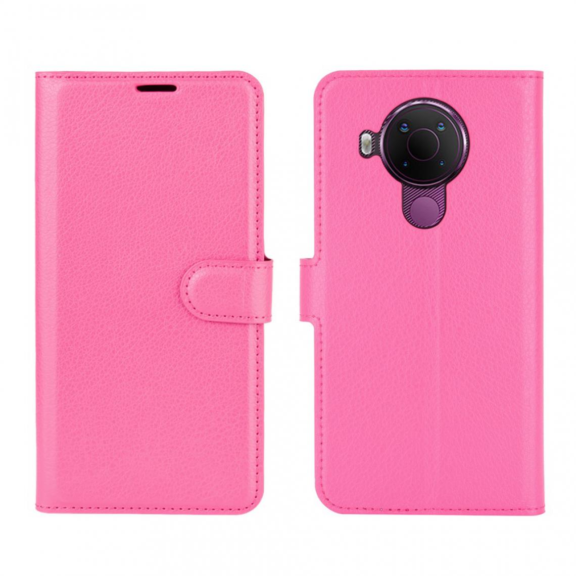 Other - Etui en PU Peau de Litchi avec support rose pour Nokia 5.4 - Coque, étui smartphone