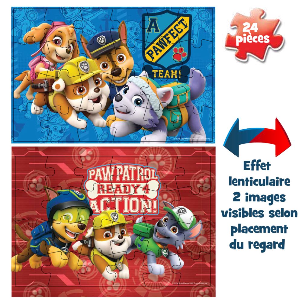 Spin Master International - BOITE CARTON 2 PUZZLES LENTICULAIRES Paw Patrol - 6033111 - Animaux