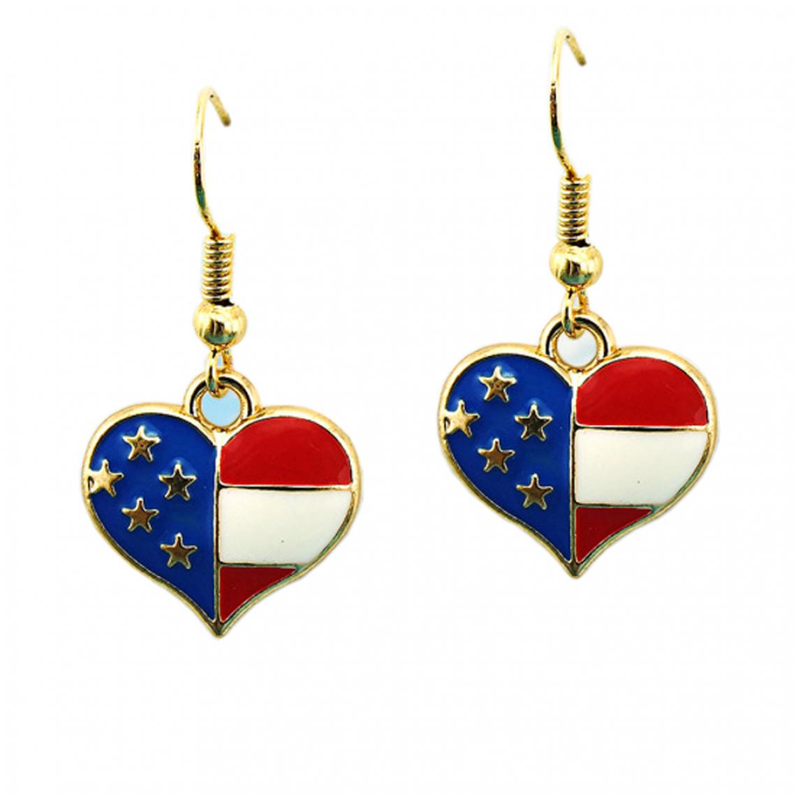 marque generique - USA Patriotique US États-Unis Drapeau National Balancent Crochet Boucles D'oreilles Bijoux Cadeaux - Perles