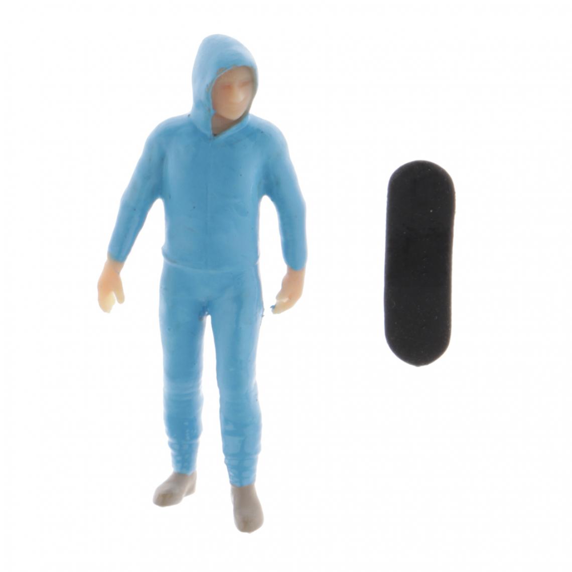 marque generique - 1: 64 figurines Diorama Skater Boy avec skateboard miniature modèle bleu - Voitures