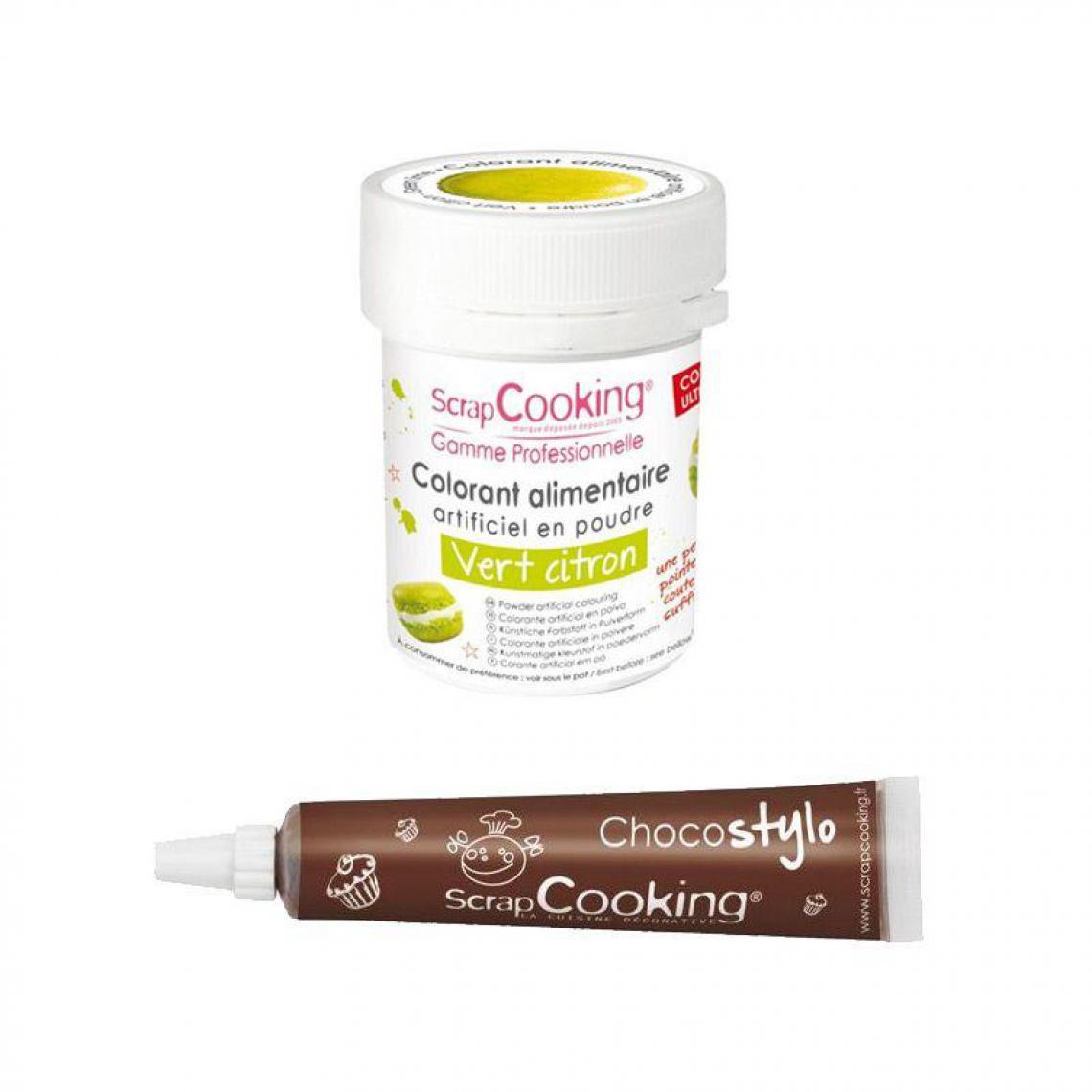 Scrapcooking - Stylo chocolat + Colorant alimentaire Vert citron - Kits créatifs