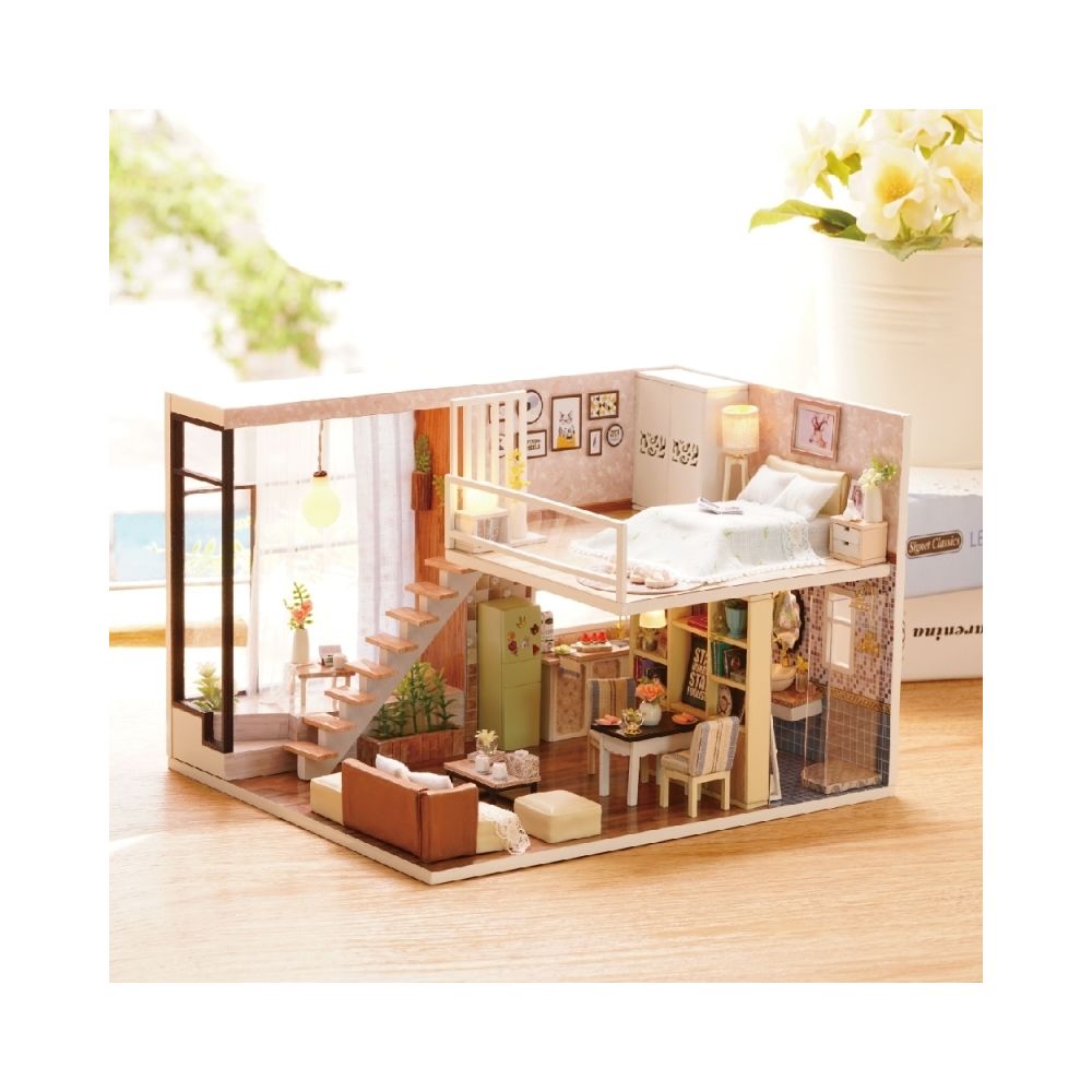 Wewoo - Jeu construction DIY Maison en bois de bricolage avec des jouets poupée miniature meubles pour enfants Noël et cadeau d'anniversaire - Briques et blocs