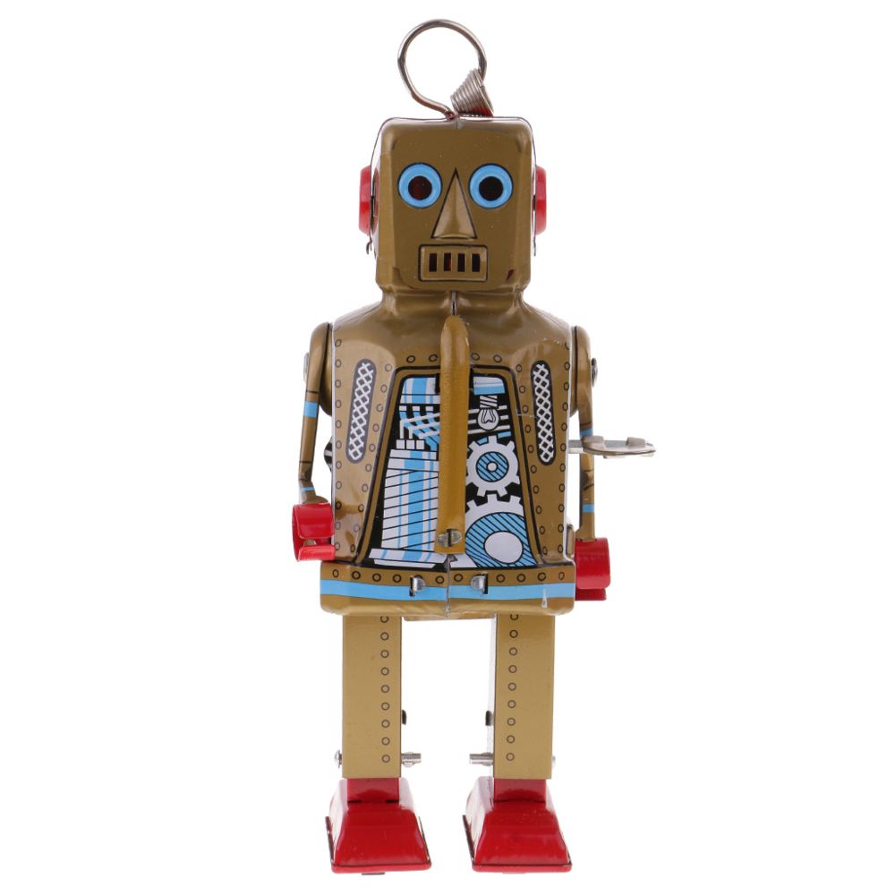 marque generique - Retro Wind Up Clockwork Mechanical Walking Tin Space Robot Or - Films et séries