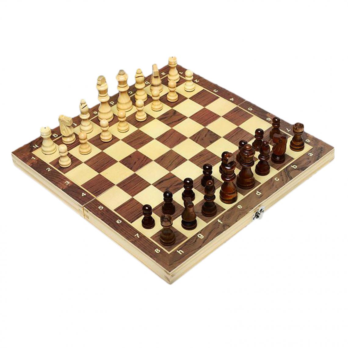 marque generique - Jeu D'échecs En Bois Magnétique Pliant de Voyage Portatif échiquier Fait Main 34cm - Jeux éducatifs