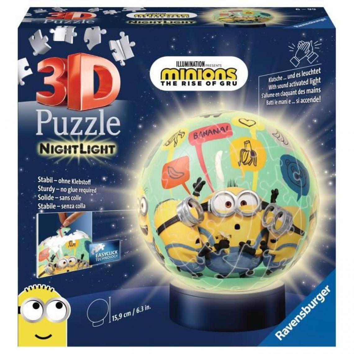 Ravensburger - Puzzle 3D Ball 72 p illuminé - Minions 2 - Animaux