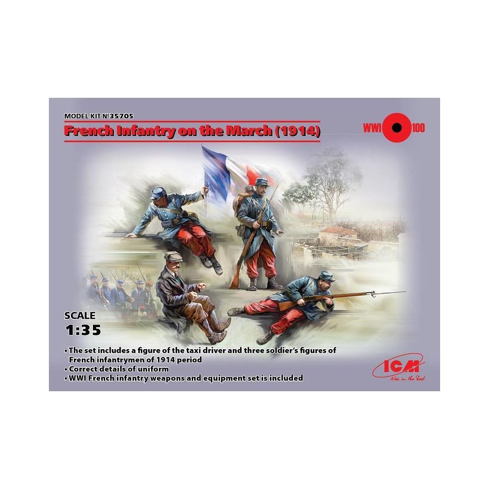 Icm - Figurine Mignature French Infantry On The March (1914) - Figurines militaires