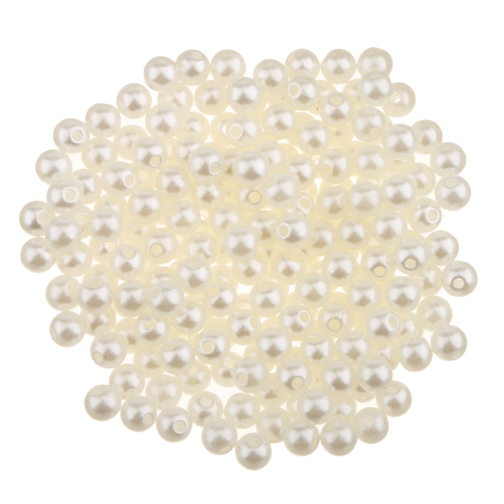 marque generique - 200pcs imitation perle perle lâche entretoise avec petit trou bricolage artisanat 6mm beige - Perles