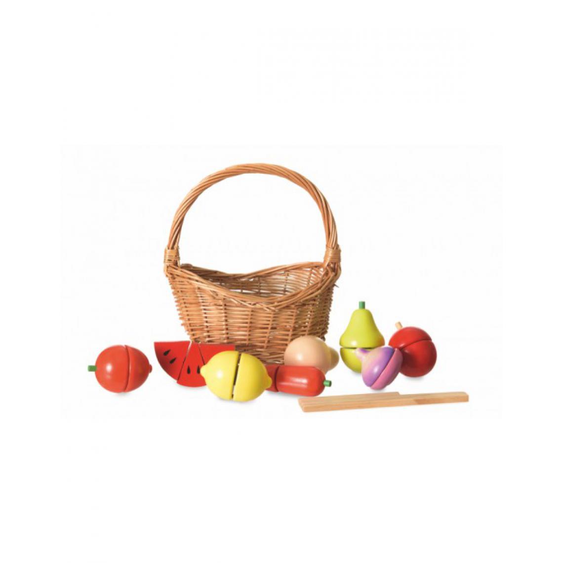 Egmont Toys - Set de fruits et legumes en bois dans son panier - Jeux éducatifs