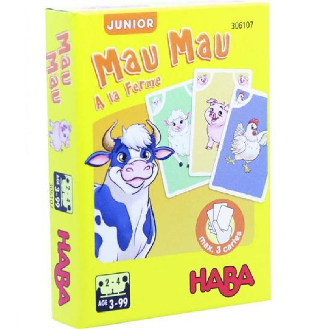 Haba - Jeu de cartes Haba Mau Mau Junior A la ferme - Jeux de cartes