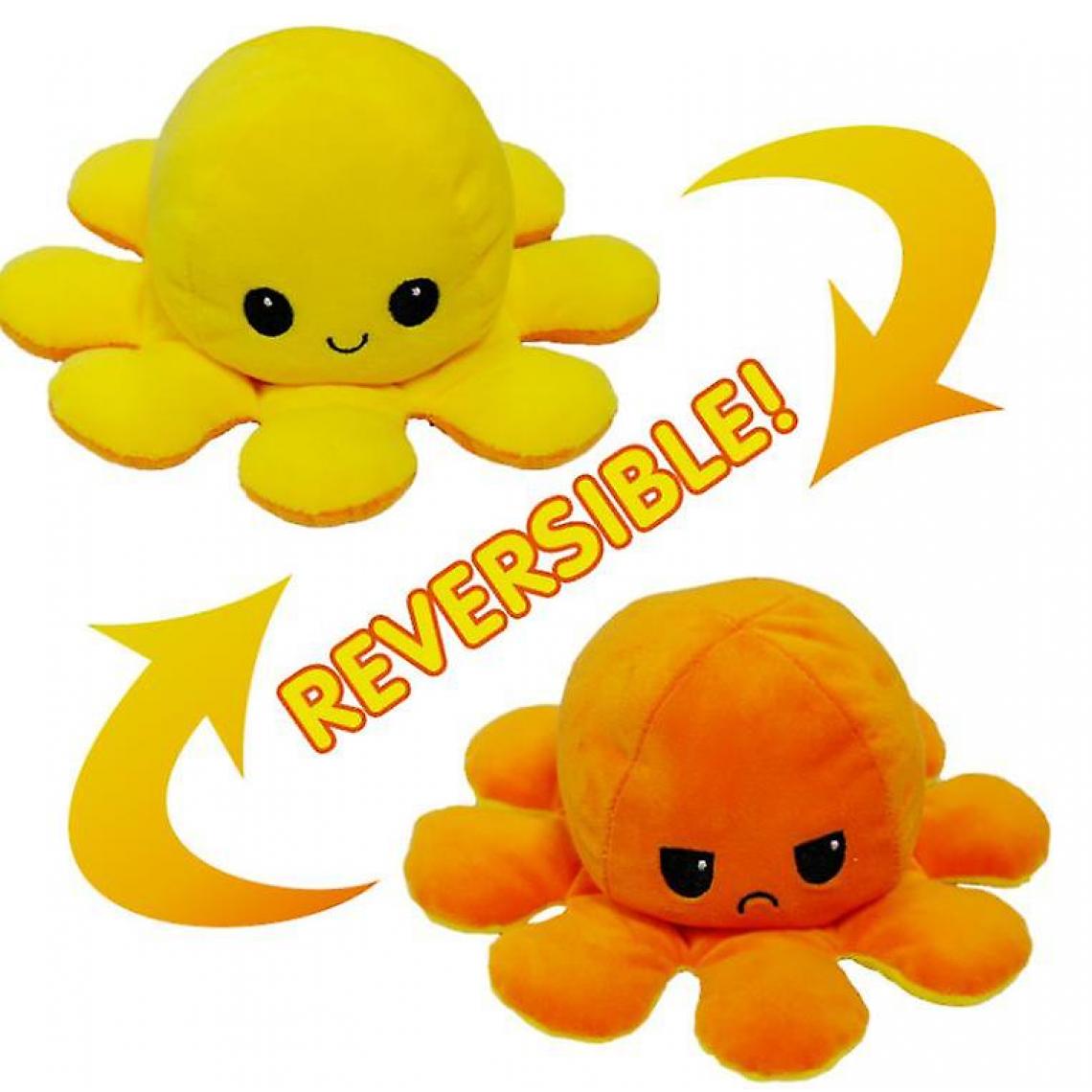 Universal - Peluche réversible, peluche retournée double face Peluche lumineuse réversible Pieuvre réversible (jaune orange) - Animaux