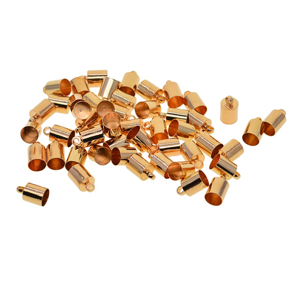 marque generique - 50 pièces gland capuchons en cuir cordon extrémité capuchon pour la fabrication de bijoux en or clair - Perles