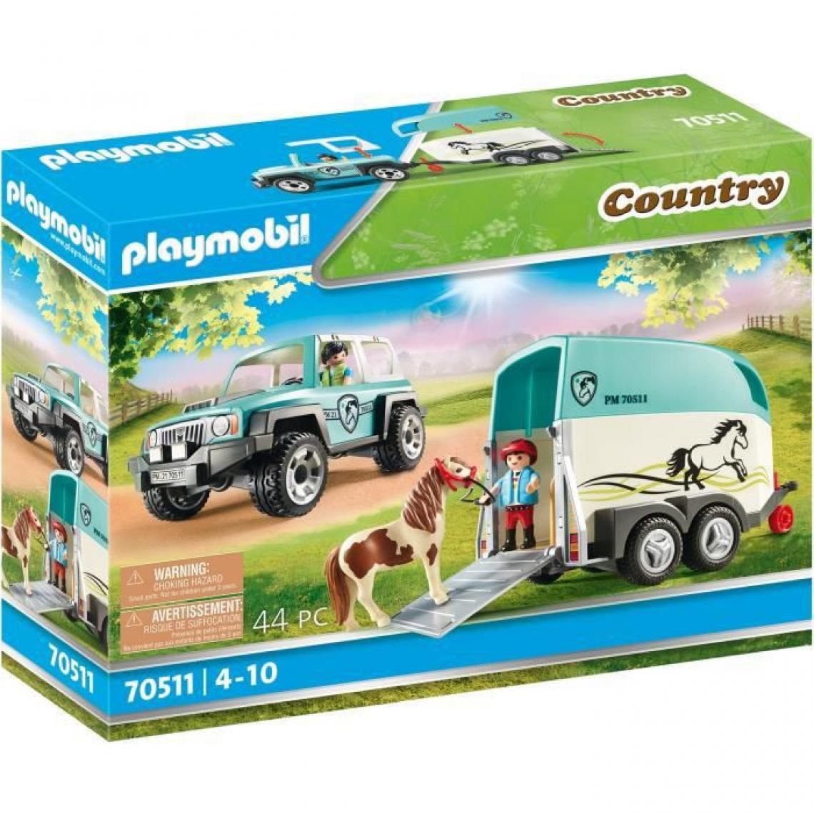 Playmobil - PLAYMOBIL - 70511 - Voiture et van pour poney - Playmobil