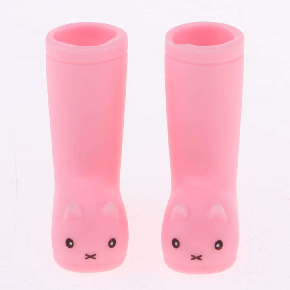 marque generique - bottes en plastique chaussures pour 1/6 blythe licca accessoires pour vêtements de poupée rose lapin - Poupons