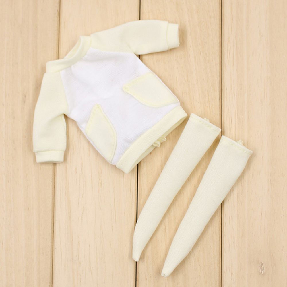 marque generique - Robe à manches longues à l'échelle 1/6 et chaussettes réglables pour poupée blythe jaune clair - Poupons