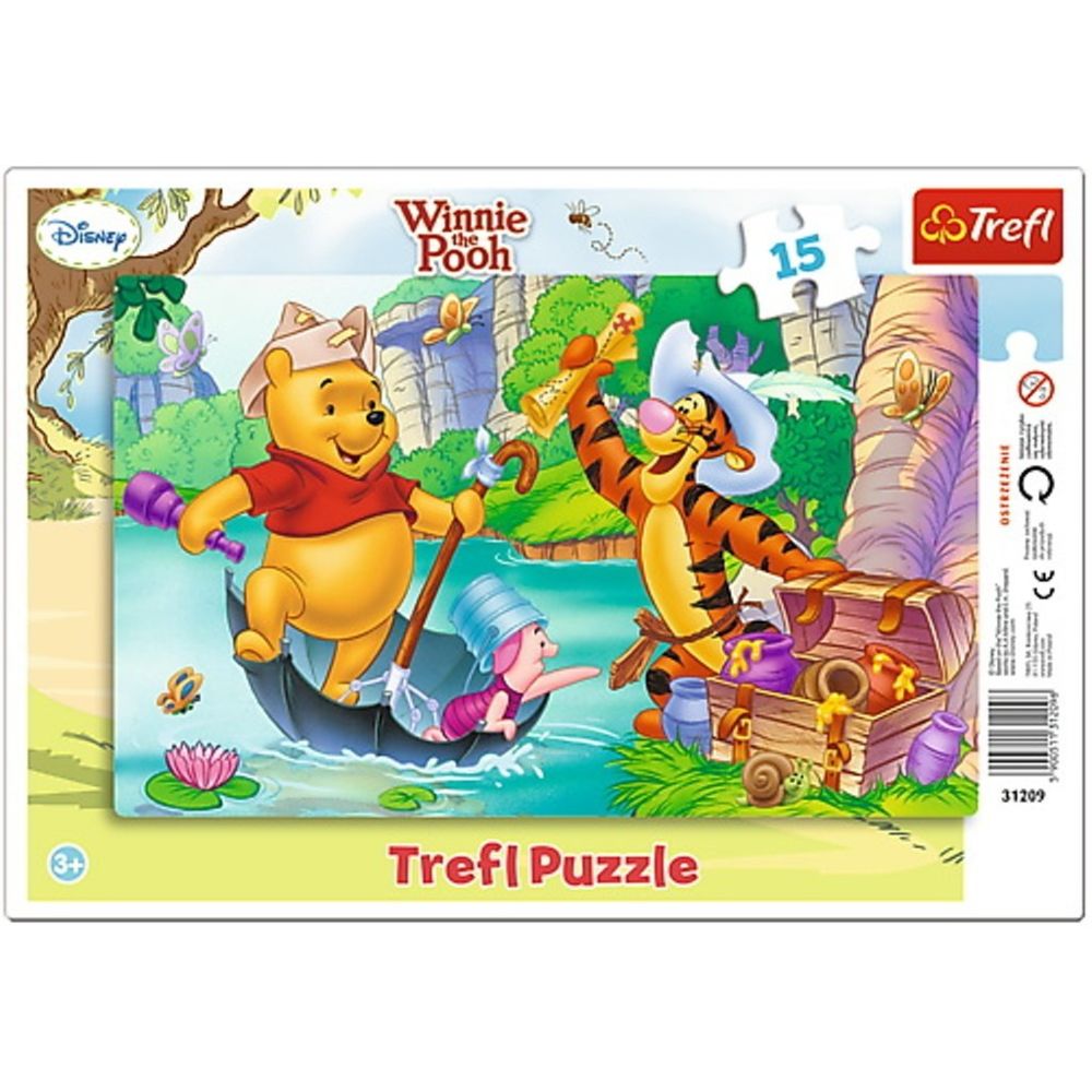 Trefl - Trefl - 31209 - Cadre de puzzle - Disney Winnie the Pooh - Chasse au trésor - 15 Pièces - Animaux