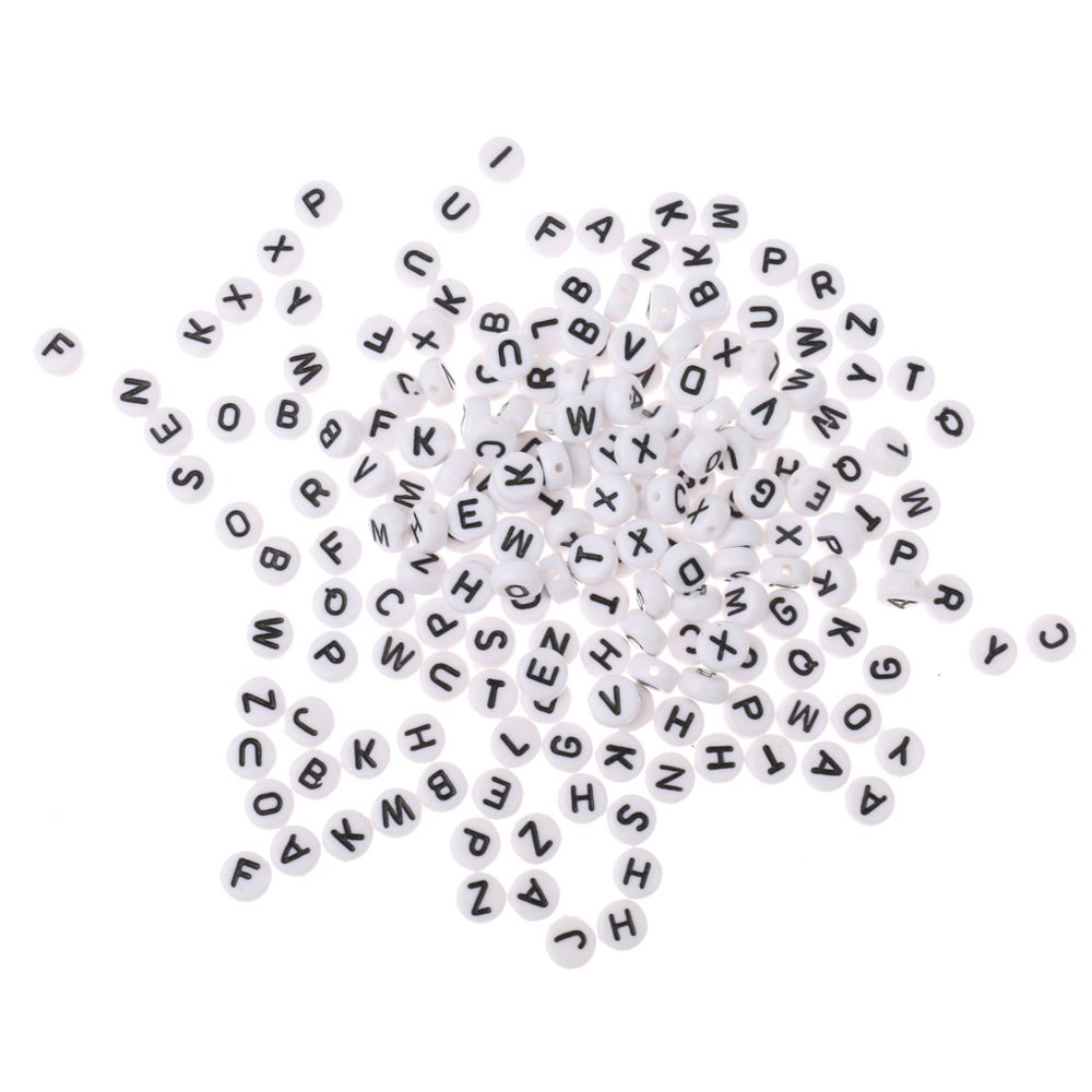marque generique - 200 Pièces Perles Lettres Alphabet Rondes en Acrylique Pour Bracelet Personnalisé - Perles