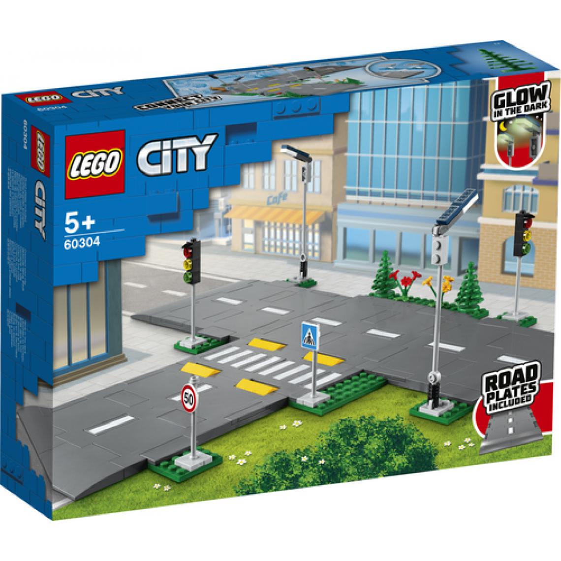 Lego - LEGO City 60304 Intersection a assembler, Jeu construction ville avec panneaux et routes a imbriquer pour garçon ou fille - Briques Lego