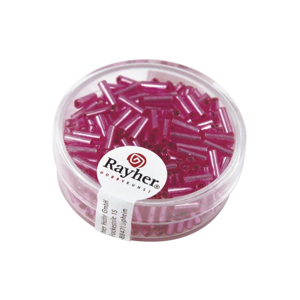 Rayher - Perle Rocaille tube garniture argentée Rose foncé 15 g - Rayher - Perles