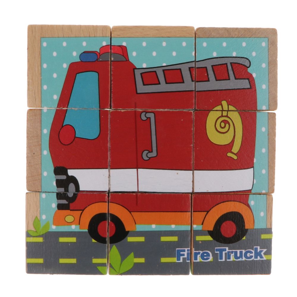 marque generique - cube en bois puzzle montessori éducatif correspondant jouet trafic - Jeux d'éveil