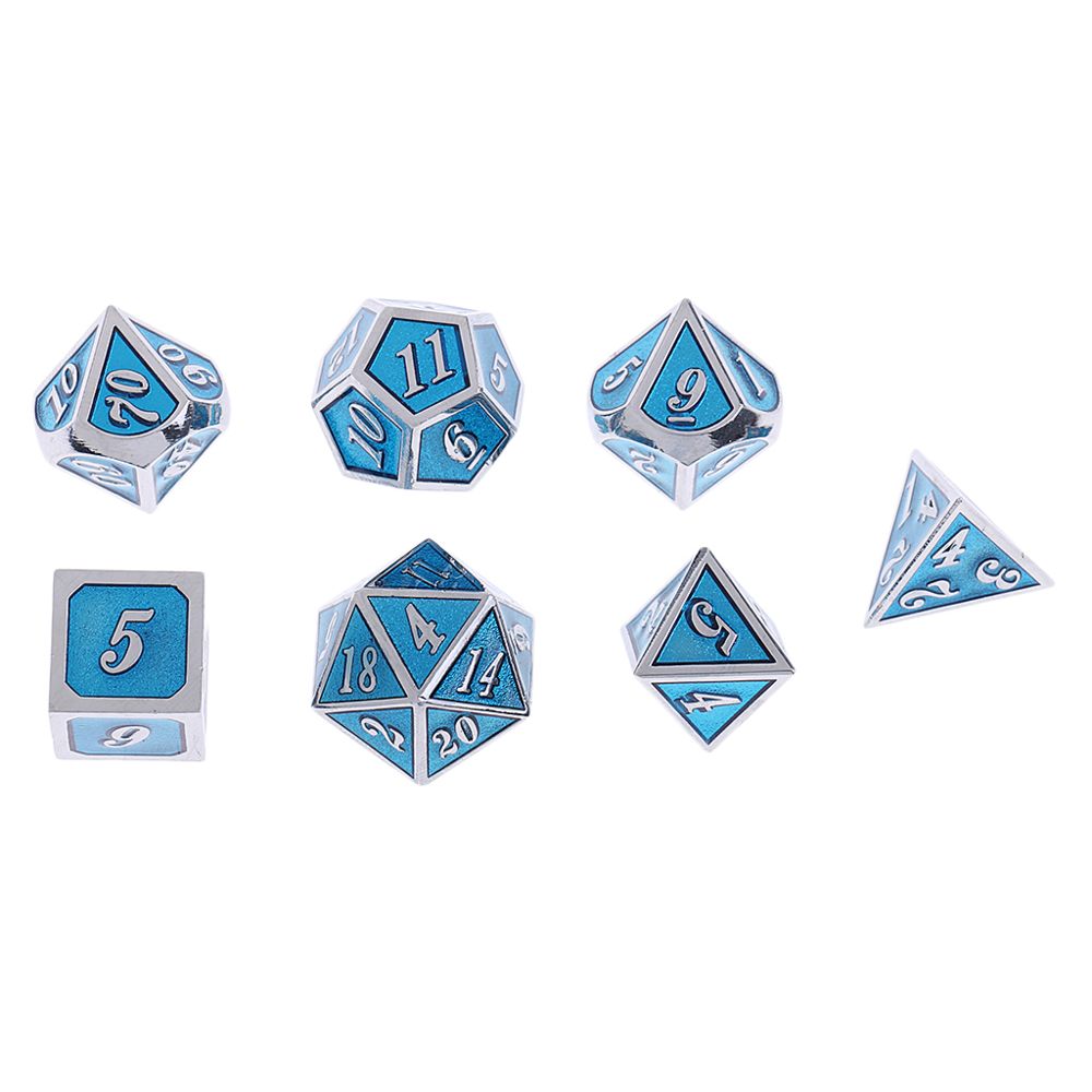 marque generique - alliage polyédrique d4 d6 d8 d10 d12 d20 pour mtg dnd jouet argent bleu clair - Jeux de rôles