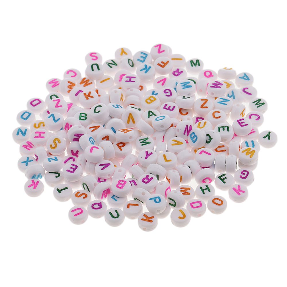 marque generique - 200 pièces alphabet perles diy lettre perles pour bijoux artisanat lettres colorées - Perles