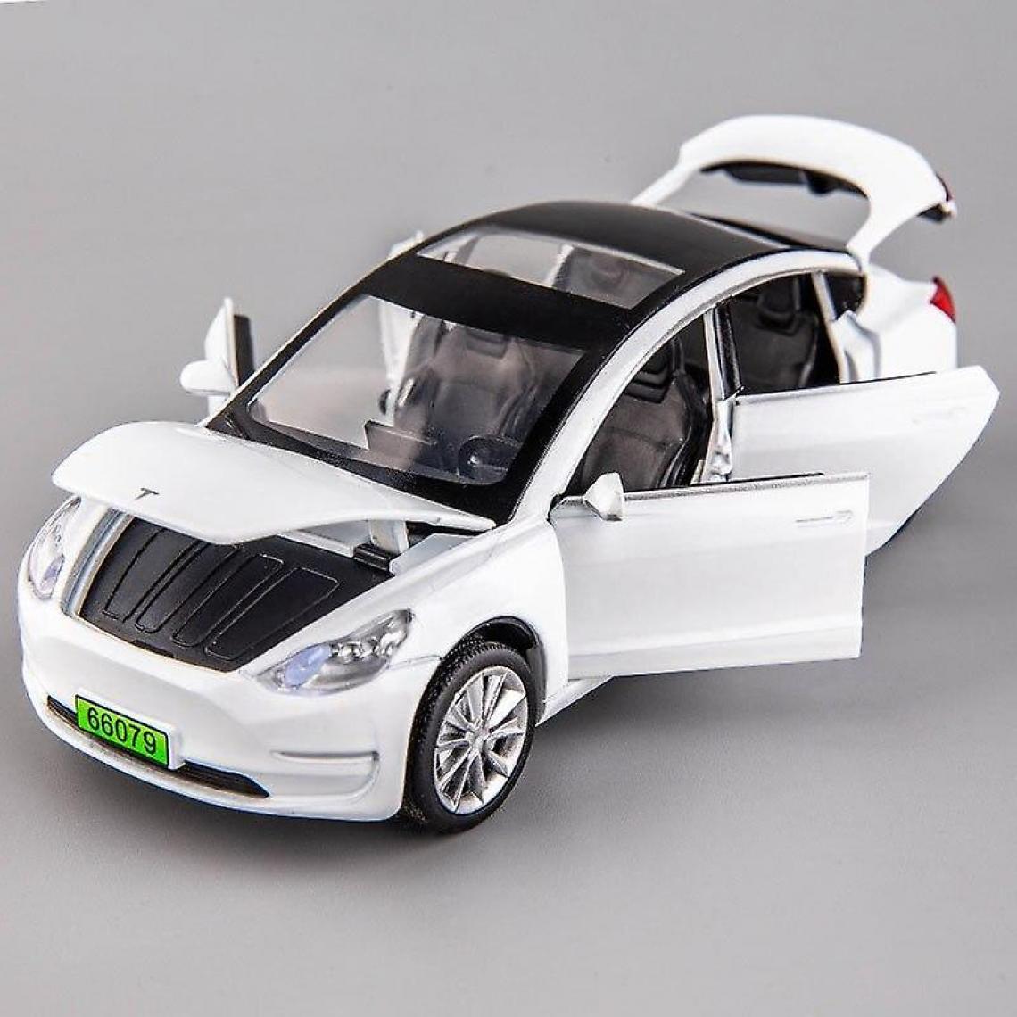 Universal - Modèle 3 blanc 1: 32 6 portes en alliage modèle Tesla modèle X avec des lumières simulées et des jouets musicaux pour les enfants.(blanche) - Voitures