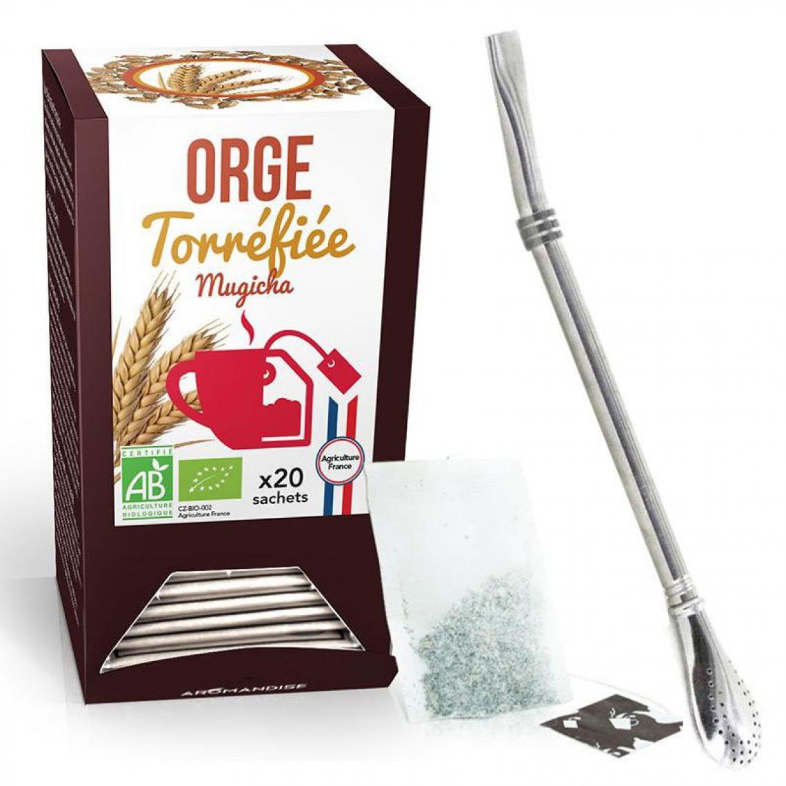 Aromandise - Orge torréfiée Mugicha 20 sachets + paille inox avec filtre - Kits créatifs