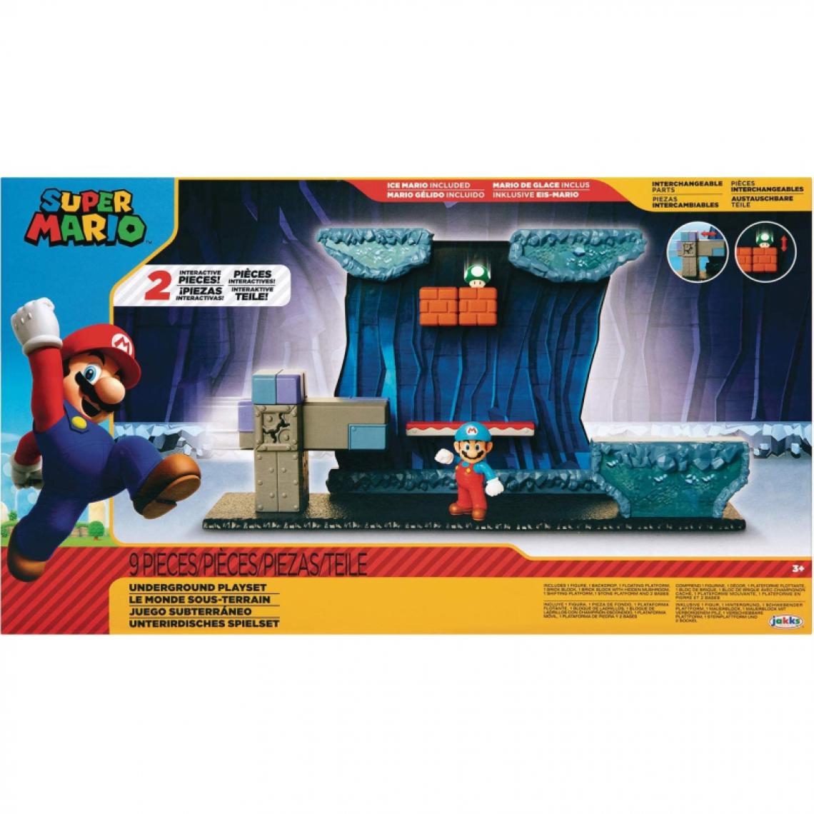 Super Mario - SUPER MARIO- Ensemble de Jeu avec Figurine Mario de la Glace et 5 pièces interactives Underground - Animaux