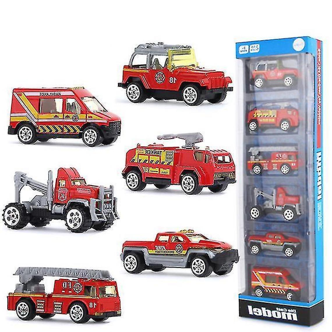 Universal - 6 pièces de camion de pompier en alliage, voiture de simulation de jouet éducatif pour les enfants(Rouge) - Voitures