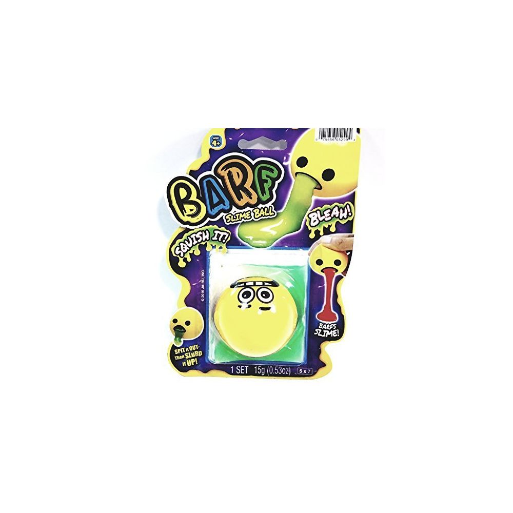 Emoji - EMOJI BARF Yellow Surprised Face With Green Slime Squishy Slime Ball With 1 Packet 53oz Of Goop - Peluches interactives