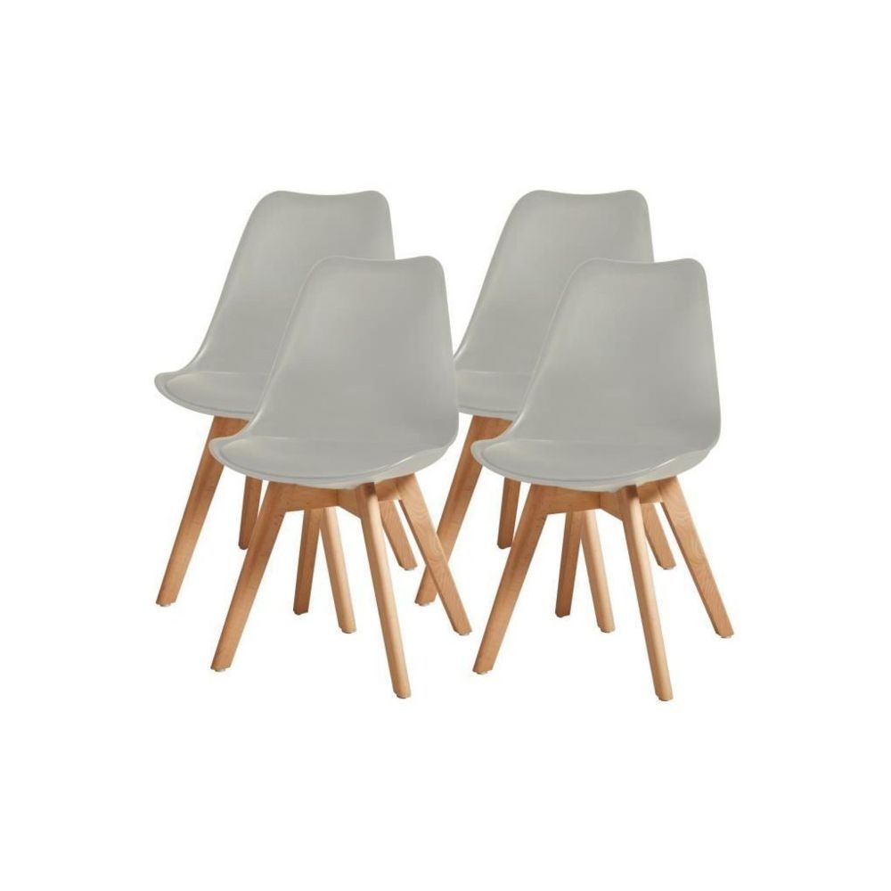 marque generique - BJORN Lot de 4 chaises de salle a manger - Simili gris - Scandinave - L 49 x P 56 cm - Les grands classiques