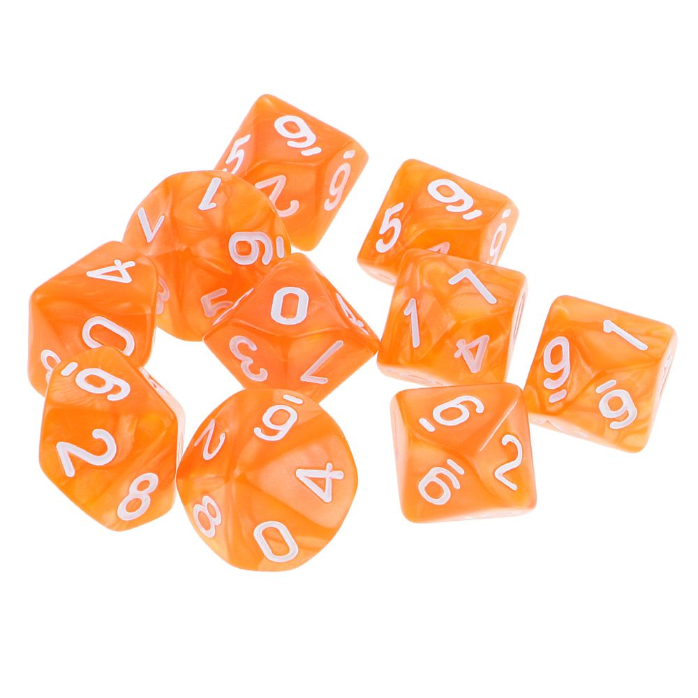 marque generique - 10pcs 10 sided dés d10 dés poliédrique pour les donjons et dragons jeu orange - Jeux de rôles