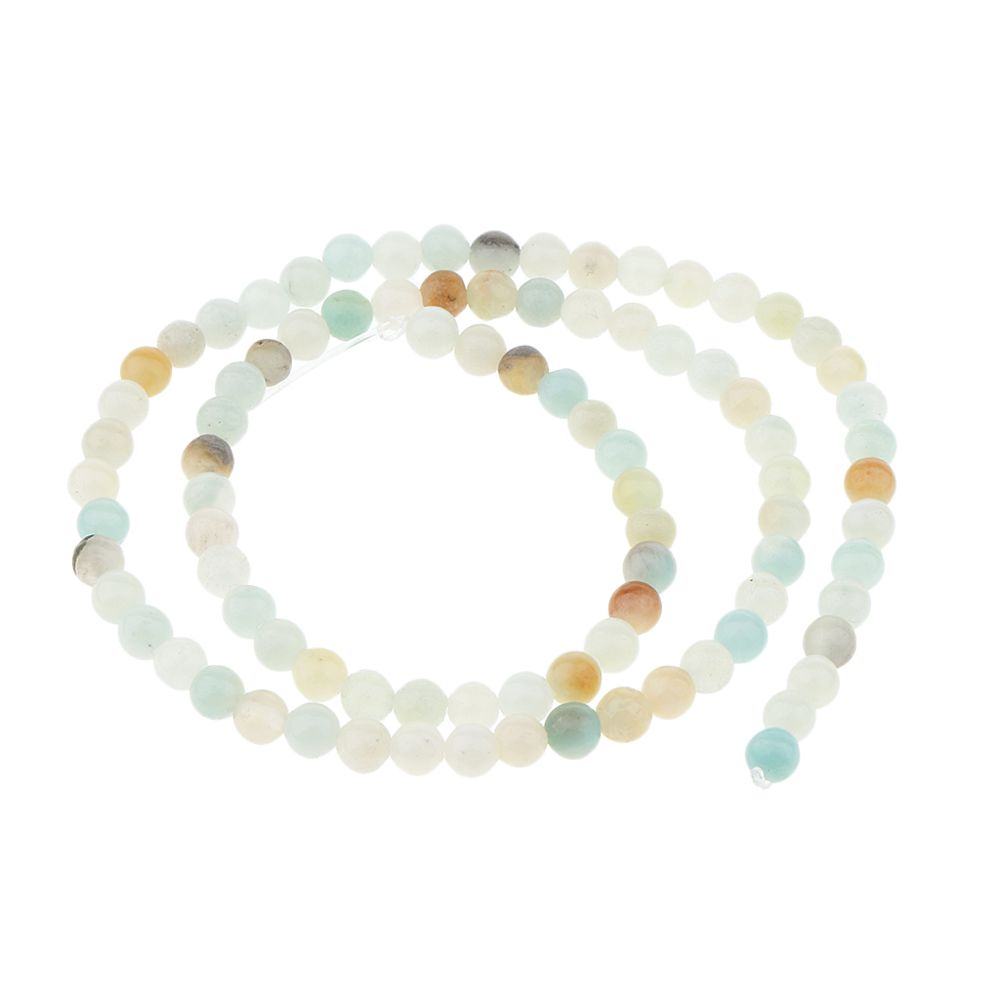 marque generique - pierres précieuses naturelles amazonites colorées rondes en vrac pour la fabrication de bijoux 4mm - Perles