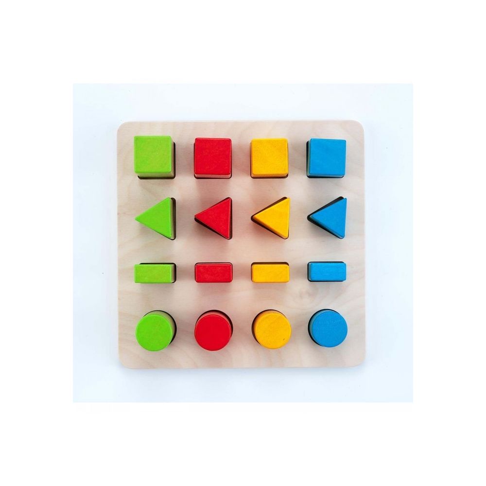 Engelhart - Puzzle en bois éducatif d'encastrement d'objets géométriques en 3D - Jeux éducatifs