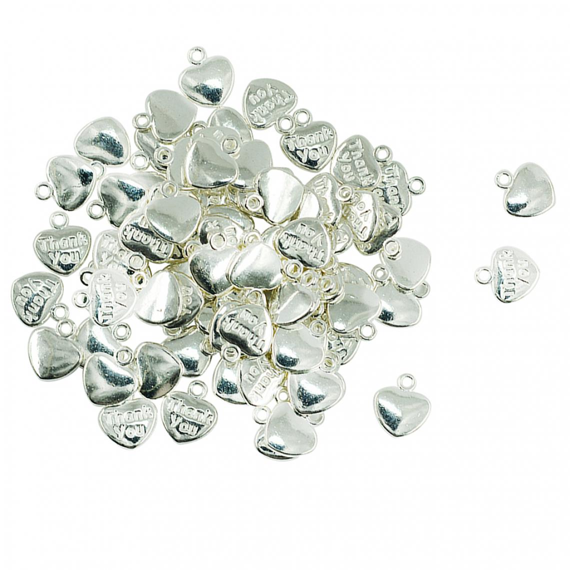 marque generique - 50 Pcs Alliage Merci Coeur Charmes Pendentifs Pour Collier Bracelet Diy Faisant - Perles