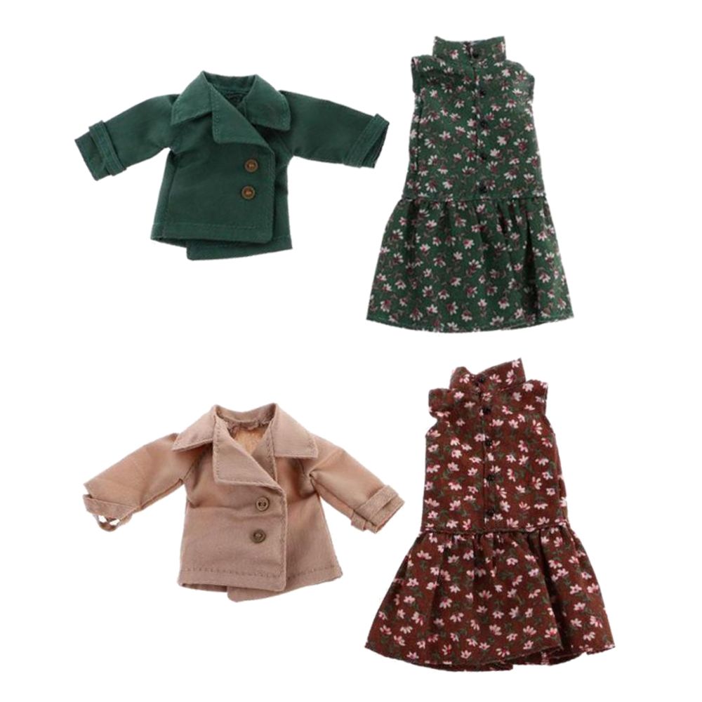 marque generique - 2 Set Poupée Vêtement Robe Floral Sans Manches + Manteau Tenue Pour 12 Pouces Blythe Dolls Accs - Poupons