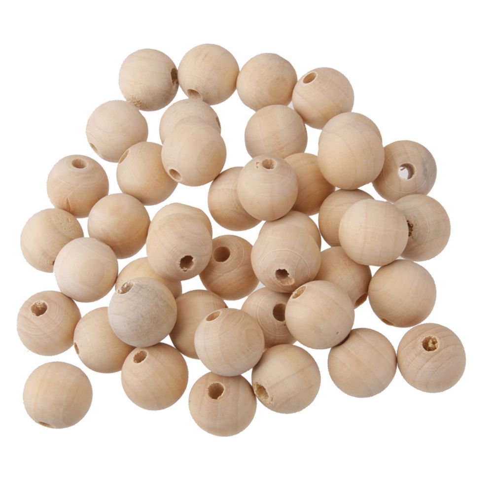 marque generique - 50pcs Bijoux De Boule De Perles En Bois Rond Naturel Faisant Des Constatations 0.8cm - Perles
