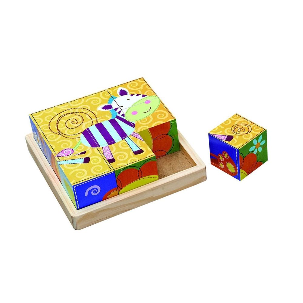 Imagin - Puzzle en bois à 9 Cubes - Jouet éveil - Zèbre - Jeux d'éveil